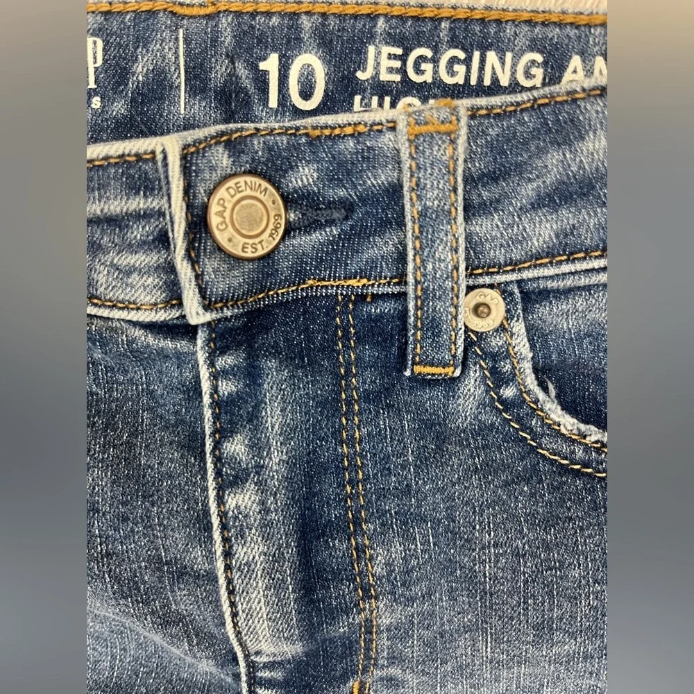 Gap Kids sz 10 Jegging Ankle High Rise Distressed Blue Jeans